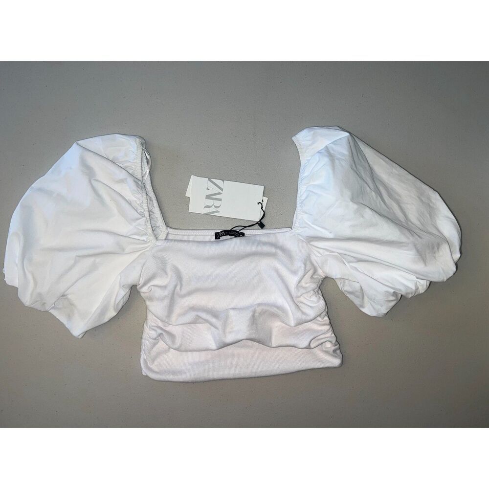 ZARA Puff Sleeve Crop Top NWT Sz M